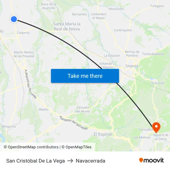 San Cristóbal De La Vega to Navacerrada map