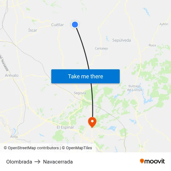 Olombrada to Navacerrada map