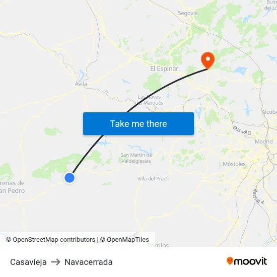 Casavieja to Navacerrada map