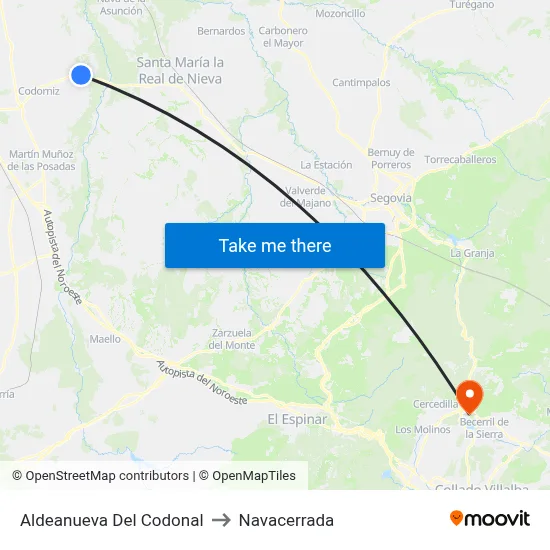 Aldeanueva Del Codonal to Navacerrada map
