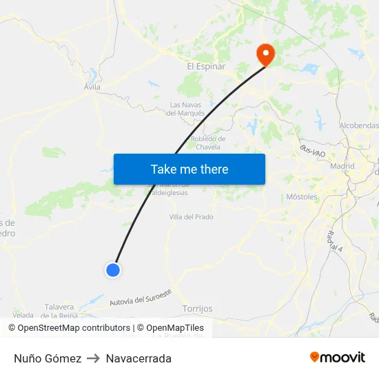 Nuño Gómez to Navacerrada map
