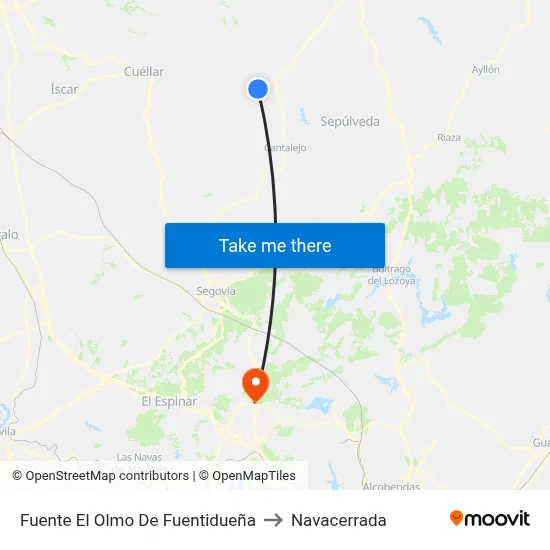 Fuente El Olmo De Fuentidueña to Navacerrada map