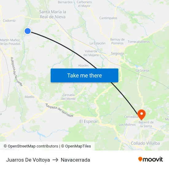 Juarros De Voltoya to Navacerrada map