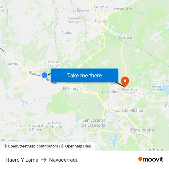 Ituero Y Lama to Navacerrada map