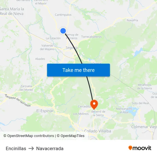 Encinillas to Navacerrada map