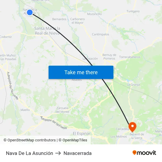 Nava De La Asunción to Navacerrada map