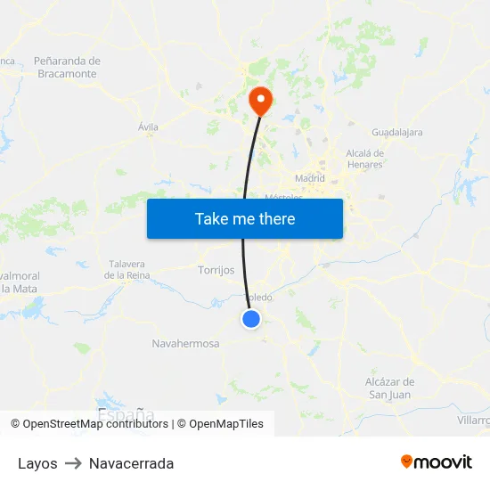 Layos to Navacerrada map