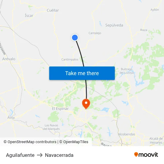 Aguilafuente to Navacerrada map