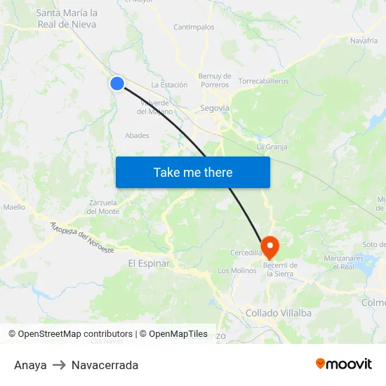 Anaya to Navacerrada map