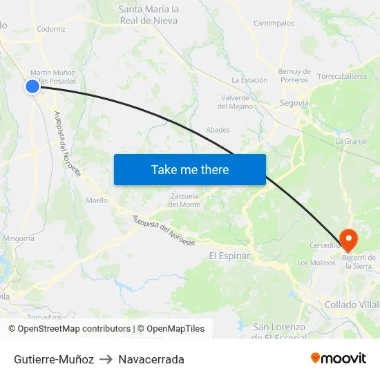 Gutierre-Muñoz to Navacerrada map