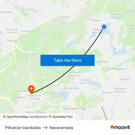 Piñuécar-Gandullas to Navacerrada map