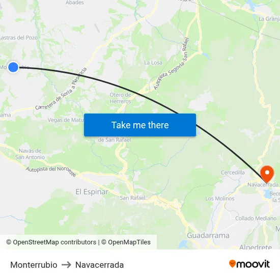 Monterrubio to Navacerrada map