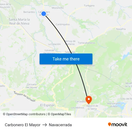 Carbonero El Mayor to Navacerrada map