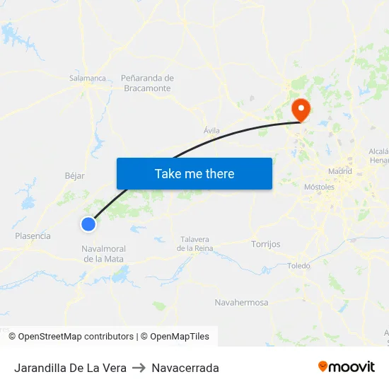Jarandilla De La Vera to Navacerrada map