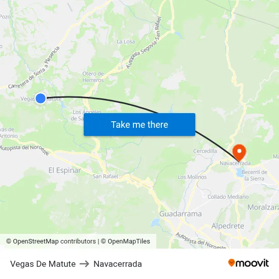 Vegas De Matute to Navacerrada map
