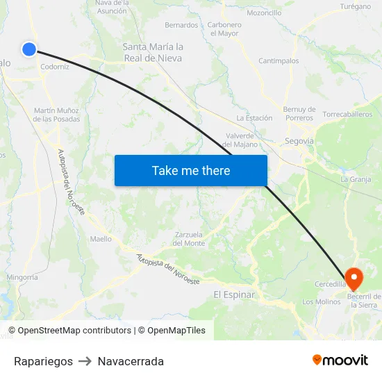Rapariegos to Navacerrada map