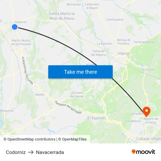 Codorniz to Navacerrada map