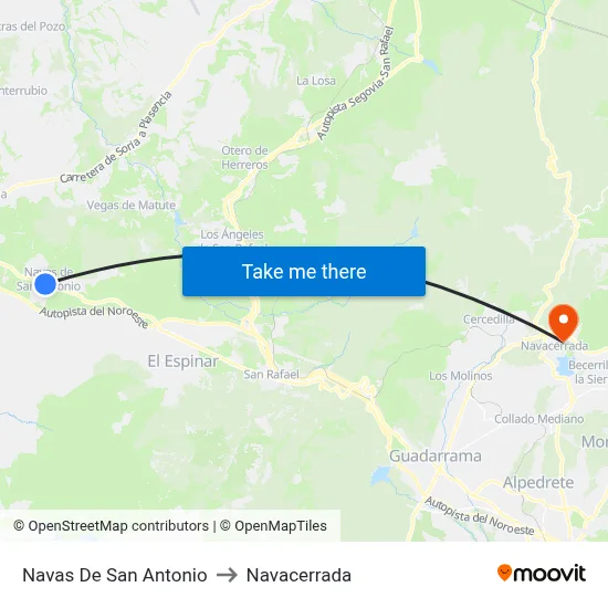Navas De San Antonio to Navacerrada map