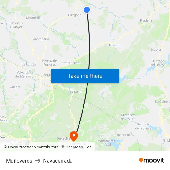 Muñoveros to Navacerrada map