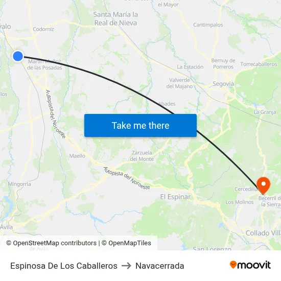 Espinosa De Los Caballeros to Navacerrada map