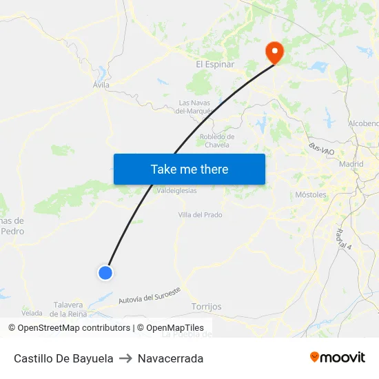 Castillo De Bayuela to Navacerrada map