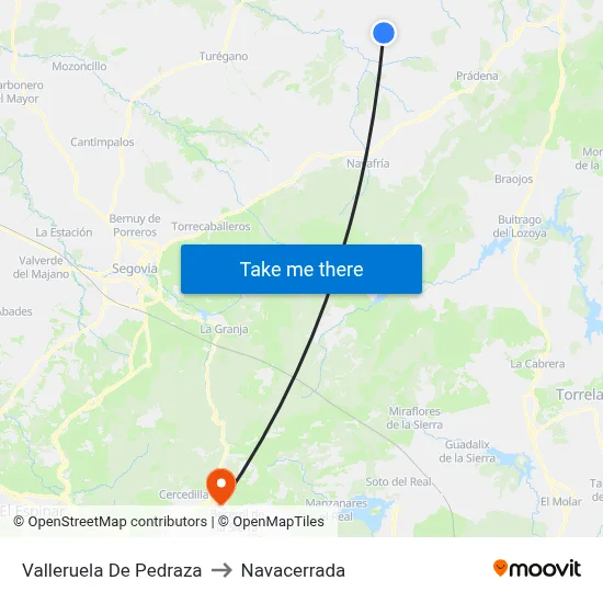 Valleruela De Pedraza to Navacerrada map
