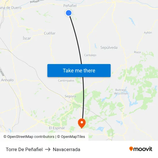 Torre De Peñafiel to Navacerrada map