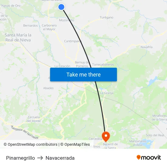 Pinarnegrillo to Navacerrada map