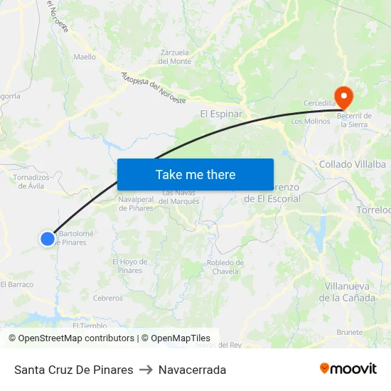 Santa Cruz De Pinares to Navacerrada map
