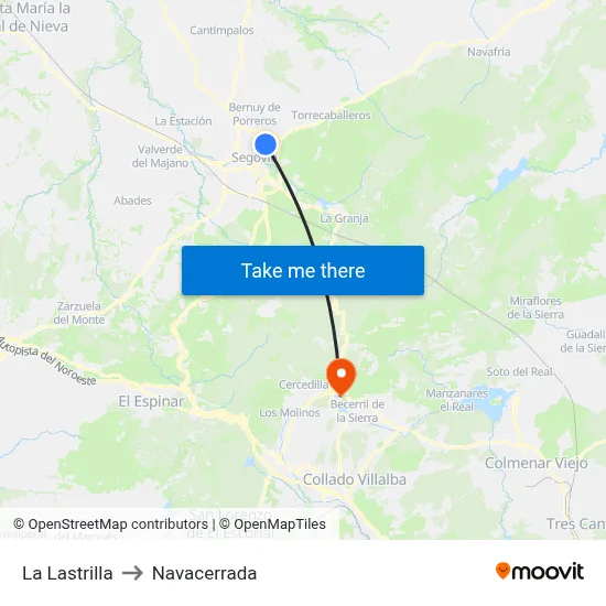 La Lastrilla to Navacerrada map