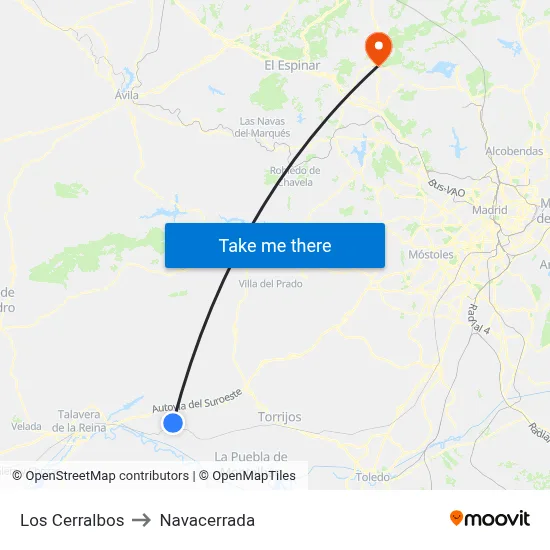 Los Cerralbos to Navacerrada map