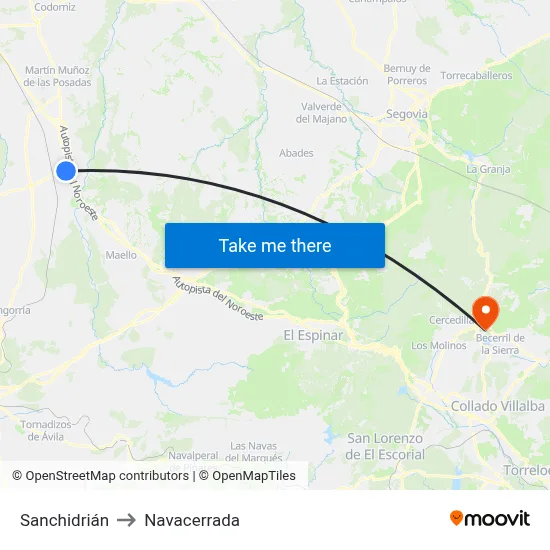Sanchidrián to Navacerrada map