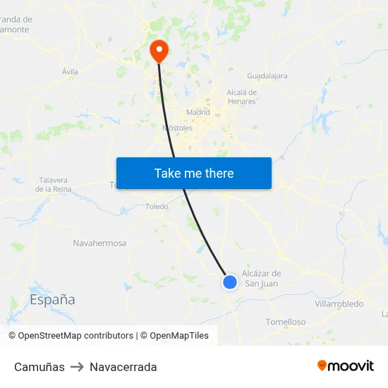 Camuñas to Navacerrada map