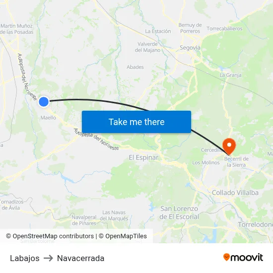 Labajos to Navacerrada map