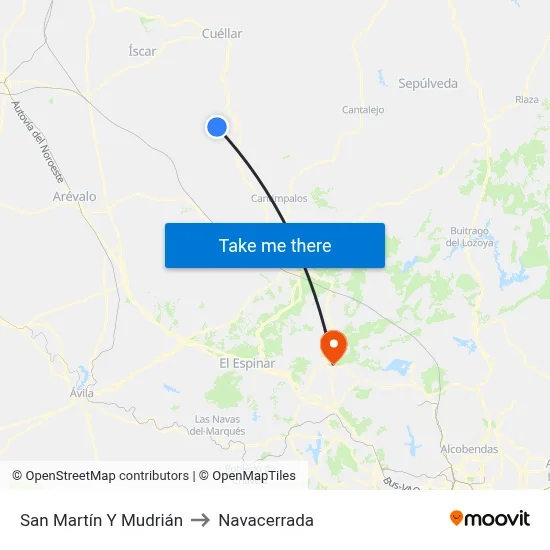 San Martín Y Mudrián to Navacerrada map