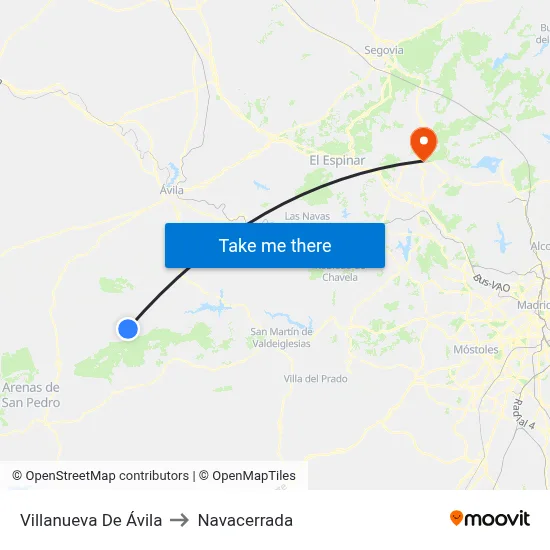 Villanueva De Ávila to Navacerrada map