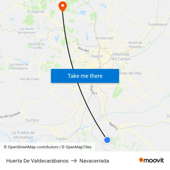 Huerta De Valdecarábanos to Navacerrada map