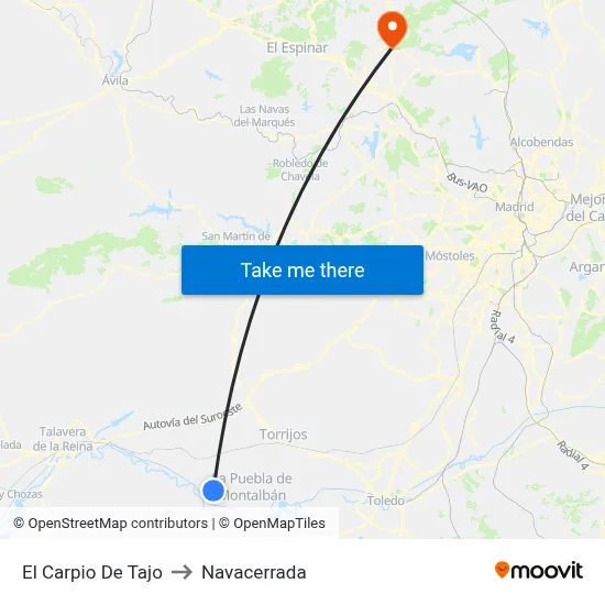 El Carpio De Tajo to Navacerrada map