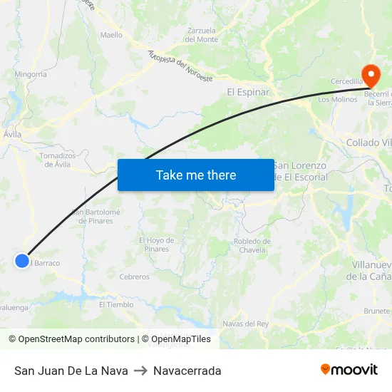 San Juan De La Nava to Navacerrada map