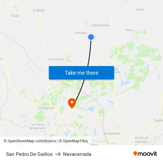 San Pedro De Gaíllos to Navacerrada map