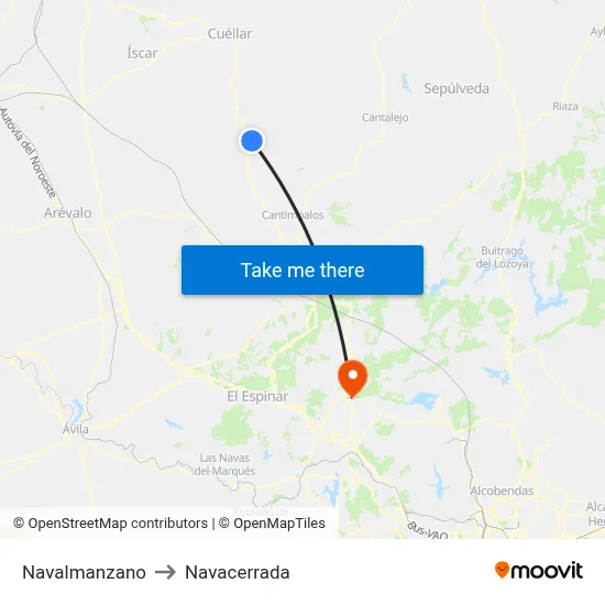 Navalmanzano to Navacerrada map