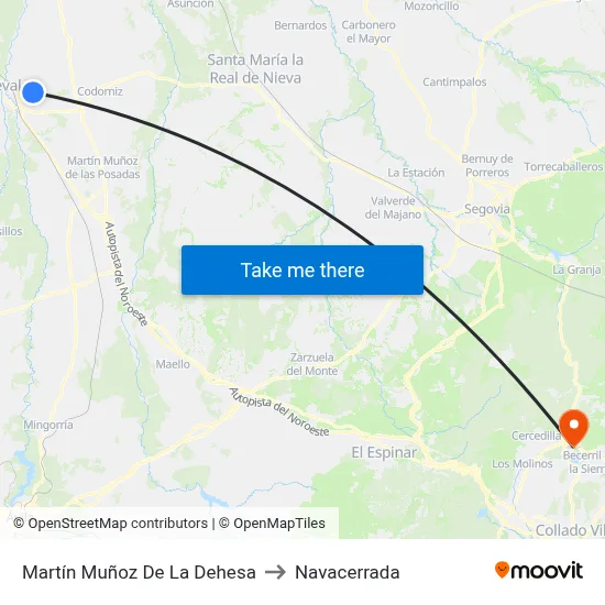 Martín Muñoz De La Dehesa to Navacerrada map