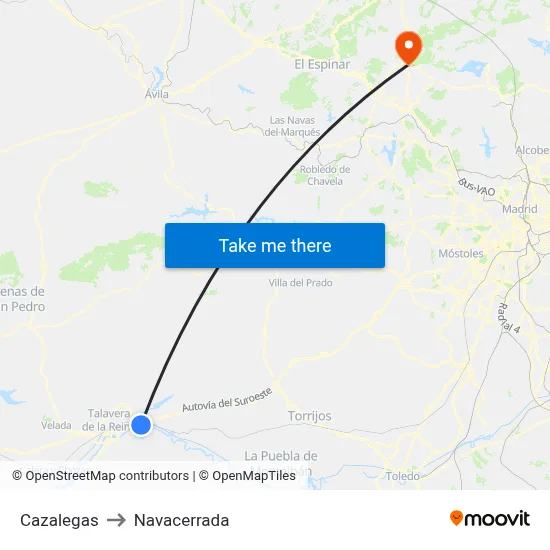 Cazalegas to Navacerrada map