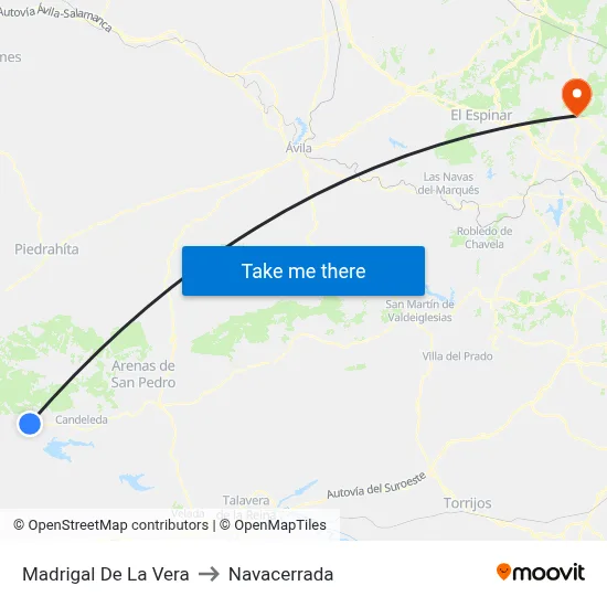 Madrigal De La Vera to Navacerrada map