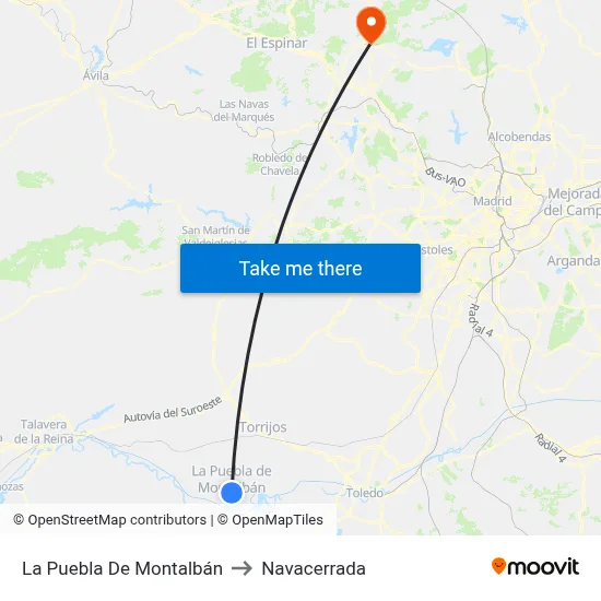La Puebla De Montalbán to Navacerrada map