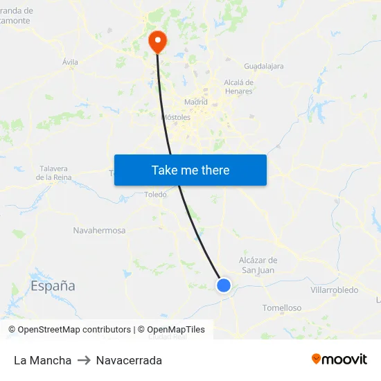 La Mancha to Navacerrada map