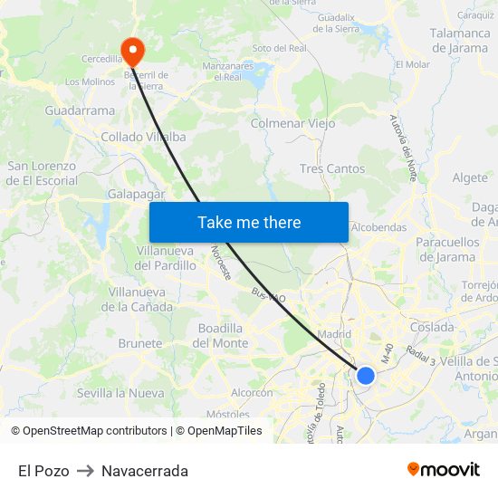 El Pozo to Navacerrada map