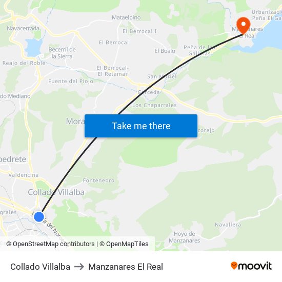 Collado Villalba to Manzanares El Real map
