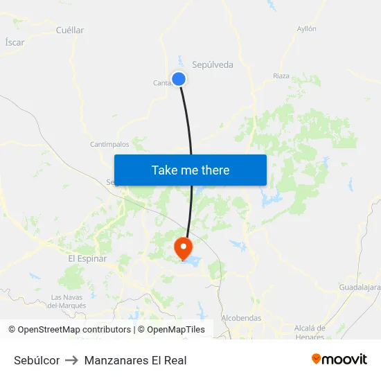 Sebúlcor to Manzanares El Real map