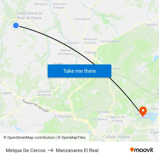Melque De Cercos to Manzanares El Real map